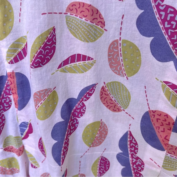 Gudrun Sjoden Light Pink Cotton Leaf Print Button Down Tunic Top Sz S - Picture 9 of 13